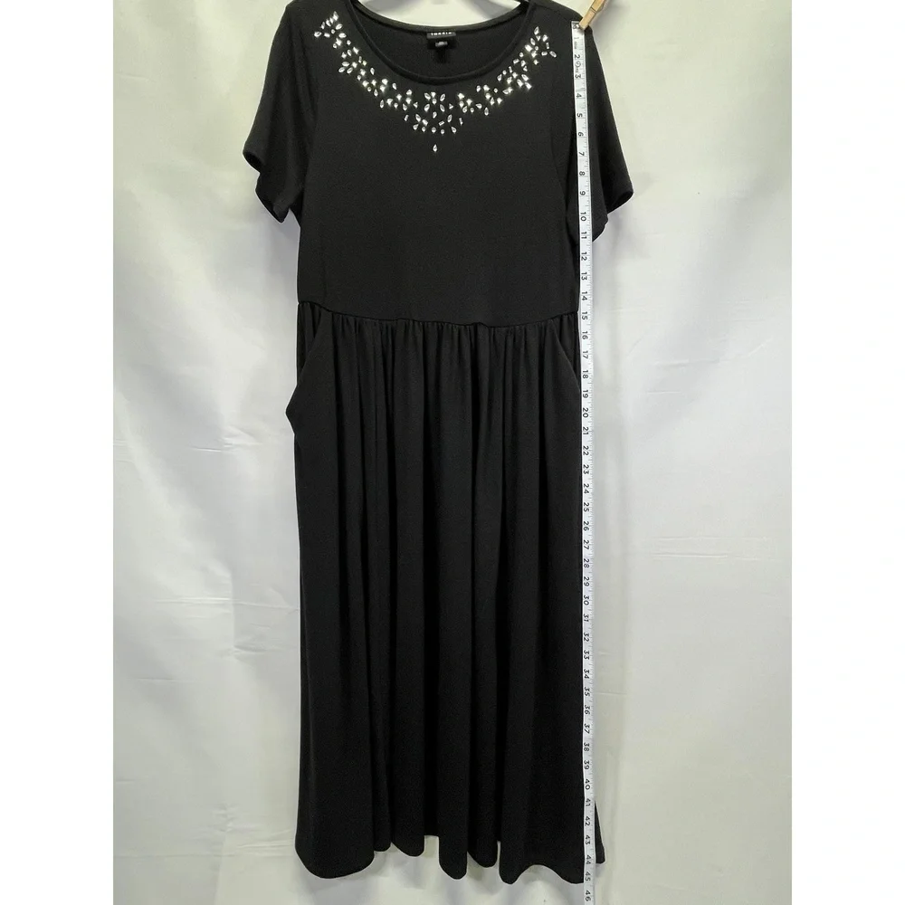 Torrid Black Embellished Neck Skater Midi Short Sleeve Cocktail Dress Size 10‎ - Picture 6 of 10